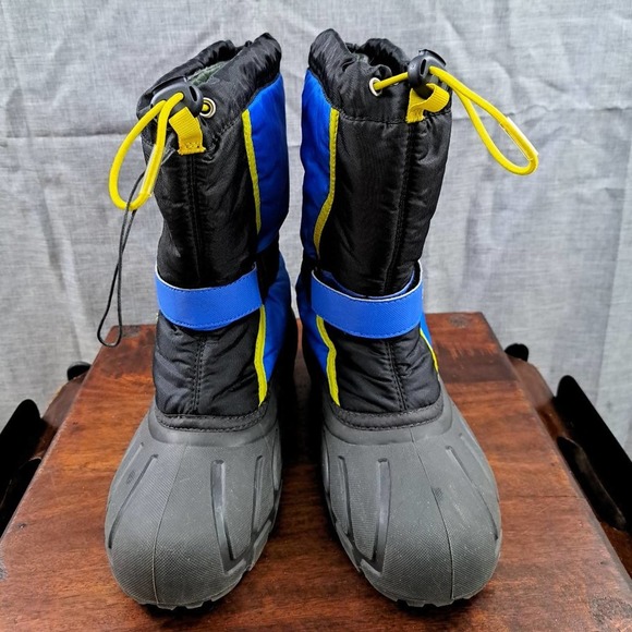 SOREL FLURRY Insulated Winter Boots Color Black Blue Yellow 1855251014 Big Kid 5 - Picture 4 of 8